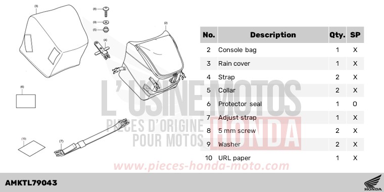 KIT,CONSOLE BAG de Forza 750 CANDY CHROMOSPHERE RED (R381) 2024